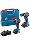 BOSCH GSB 18V-45 Akülü Matkap + GDR 18V-215 Akülü Vidalama Seti (2x4.0Ah)