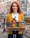 Amsterdam Yel Değirmeni Temalı Ahşap Anahtarlık Askısı – 25x45 cm