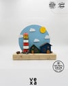 Napoli Deniz Feneri Temalı Ahşap Anahtarlık Askısı – 35x35 cm