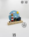 Napoli Deniz Feneri Temalı Ahşap Anahtarlık Askısı – 35x35 cm