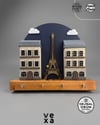 Paris Eyfel Kulesi Temalı Ahşap Anahtarlık Askısı – 35x35 cm