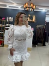 BEYAZ DANTEL TASARIM ELBİSE