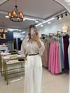 BEYAZ KEMERLİ KETEN PANTOLON