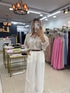 BEYAZ KEMERLİ KETEN PANTOLON