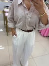 BEYAZ KEMERLİ KETEN PANTOLON