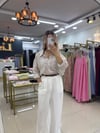 BEYAZ KEMERLİ KETEN PANTOLON