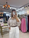 BEYAZ KEMERLİ KETEN PANTOLON
