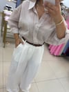 BEYAZ KEMERLİ KETEN PANTOLON