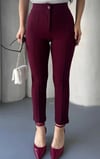 BORDO DAR PAÇA ÖN ARKA ÇIMALI LİKRALI KREP PANTOLON
