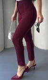 BORDO DAR PAÇA ÖN ARKA ÇIMALI LİKRALI KREP PANTOLON