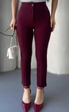 BORDO DAR PAÇA ÖN ARKA ÇIMALI LİKRALI KREP PANTOLON