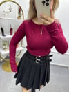 BORDO KAYIK YAKA UZUN KOL BODY