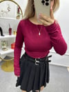 BORDO KAYIK YAKA UZUN KOL BODY