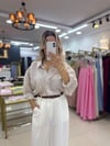 ÇİZGİLİ DÜŞÜK OMUZLU STANDART BEDEN GÖMLEK