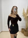 KAHVERENGİ MADONNA YAKA CANDY KUMAŞ BLUZ