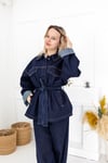 LACİVERT BAĞLAMALI CEKET PANTOLON DENİM TAKIM