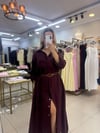 MÜRDÜM RENK KEMERLİ GÖMLEK ELBİSE