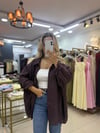 MÜRDÜM RENKLİ DÜŞÜK OMUZLU OVERSİZE GÖMLEK