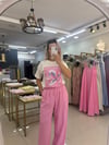 PEMBE PREMIUM SERİ GOLD DÜĞME DETAYLI PALAZZO PANTOLON