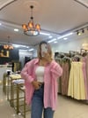 PEMBE RENKLİ DÜŞÜK OMUZLU OVERSİZE GÖMLEK