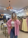 PEMBE RENKLİ DÜŞÜK OMUZLU OVERSİZE GÖMLEK