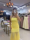 SARI STRAPLEZ TÜL ELBİSE