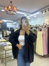 SİYAH RENKLİ DÜŞÜK OMUZLU OVERSİZE GÖMLEK