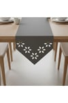 1 Adet Deri Runner-40x140 cm-Çiçek Desenli Runner