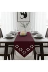 1 Adet Deri Runner-40x140 cm-Çiçek Desenli Runner