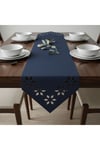1 Adet Deri Runner-40x140 cm-Çiçek Desenli Runner