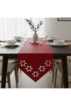 1 Adet Deri Runner-40x140 cm-Çiçek Desenli Runner