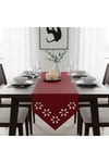 1 Adet Deri Runner-40x140 cm-Çiçek Desenli Runner