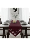 1 Adet Deri Runner-40x140 cm-Çiçek Desenli Runner