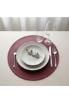 2 Adet Bordo Deri Amerikan Servis Supla Yuvarlak 33x33-Kolay Silinebilir Supla