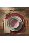 2 Adet Bordo Deri Amerikan Servis Supla Yuvarlak 33x33-Kolay Silinebilir Supla