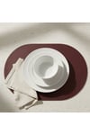 2 Adet Bordo Deri Amerikan Servis Tam Oval 33x44 cm