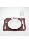 2 Adet Deri Amerikan Servis-33x44 cm Amerikan Servis-Delikli Supla