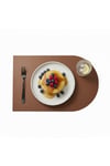 2 Adet Deri Kahverengi Amerikan Servis Supla 30x44 cm-Kolay Silinebilir Supla-Yarım Oval