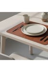 2 Adet Deri Kahverengi Çift Taraflı Kenar Dikişli Amerikan Servis 33x44 cm-Kolay Silinebilir Supla