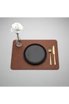 2 Adet Deri Kahverengi Çift Taraflı Kenar Dikişli Amerikan Servis 33x44 cm-Kolay Silinebilir Supla