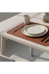 2 Adet Deri Kahverengi Çift Taraflı Kenar Dikişli Amerikan Servis 33x44 cm-Kolay Silinebilir Supla