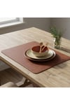 2 Adet Deri Kahverengi Çift Taraflı Kenar Dikişli Amerikan Servis 33x44 cm-Kolay Silinebilir Supla
