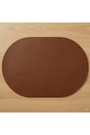 2 Adet Deri Kahverengi Tam Oval Amerikan Servis Supla 33x44 cm-Kolay Silinebilir Supla