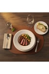 2 Adet Deri Kahverengi Tam Oval Amerikan Servis Supla 33x44 cm-Kolay Silinebilir Supla