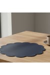 2 Adet Deri Lacivert Amerikan Servis 33x33 cm-Kolay Silinebilir Supla-Çiçek Amerikan Servis