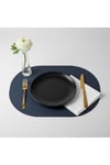 2 Adet Deri Lacivert Amerikan Servis Supla Oval 33x44-Kolay Silinir Supla