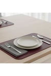 2 Adet Deri Mürdüm Çift Taraflı Kenar Dikişli Amerikan Servis 33x44 cm-Kolay Silinebilir Supla
