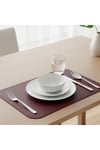2 Adet Deri Mürdüm Çift Taraflı Kenar Dikişli Amerikan Servis 33x44 cm-Kolay Silinebilir Supla