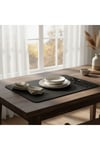 2 Adet Deri Siyah Çift Taraflı Kenar Dikişli Amerikan Servis 33x44 cm-Kolay Silinebilir Supla