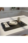 2 Adet Deri Siyah Çift Taraflı Kenar Dikişli Amerikan Servis 33x44 cm-Kolay Silinebilir Supla